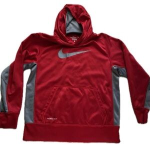 Nike Boys Thermafit Red and Gray Hoodie